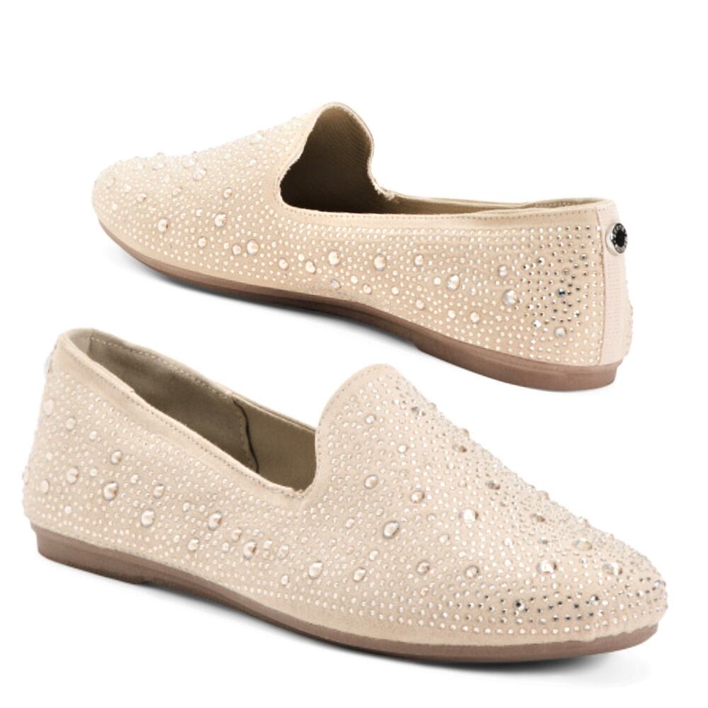 NWT Steve Madden Women's Rhinestone Studded Comfort Shoes Slip On Flats